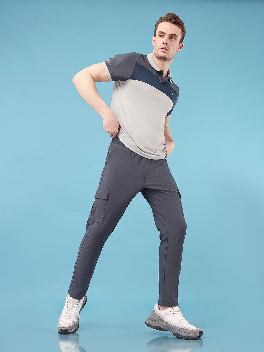 Solid 4-Way Stretch Cargo Track Pants