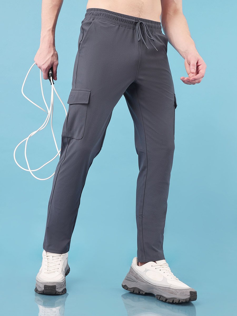 Solid 4-Way Stretch Cargo Track Pants