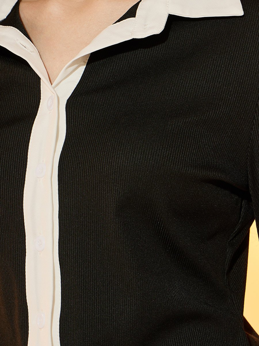 Regular Fit Contrast Trim Knitted Shirt