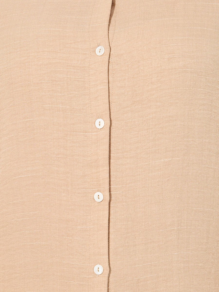 Plus Size Roll-Up Sleeves Shirt Maxi Dress