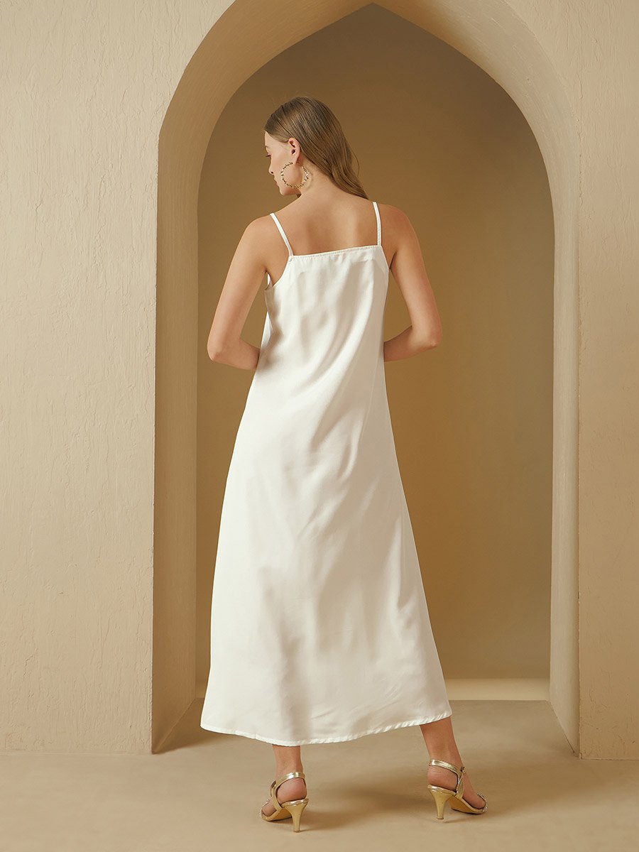 Embroidered Yoke Kaftan with Slip Dress