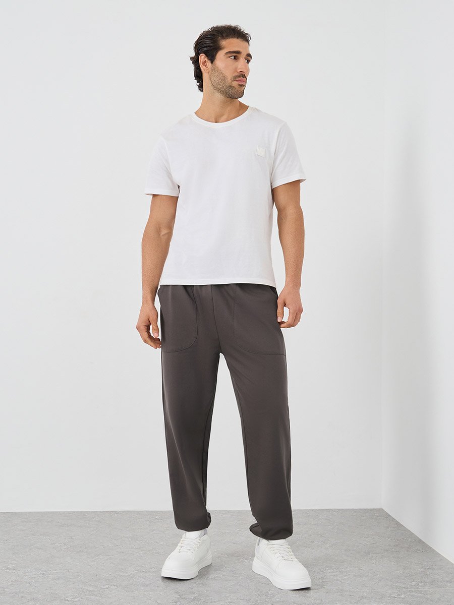 Oversized Fit Terry Joggers with Panel Pockets and Elasticated Cuffs