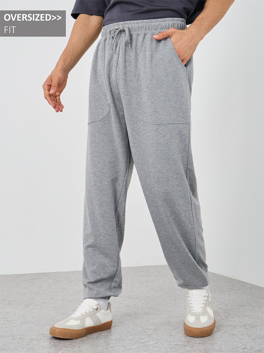 Oversized Fit Terry Joggers with Panel Pockets and Elasticated Cuffs