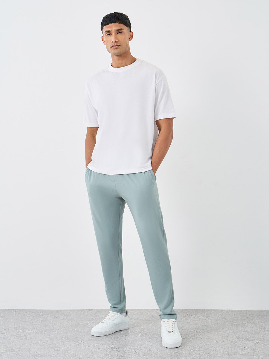 Men Grey Slim Fit Open Hem Joggers