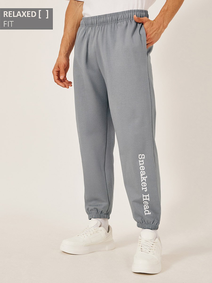 Slogan Print Relaxed Fit Cotton Terry Joggers