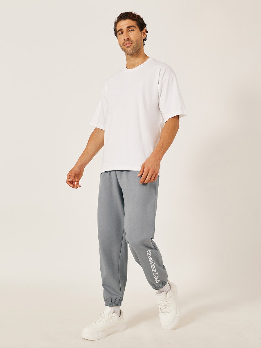Slogan Print Relaxed Fit Cotton Terry Joggers