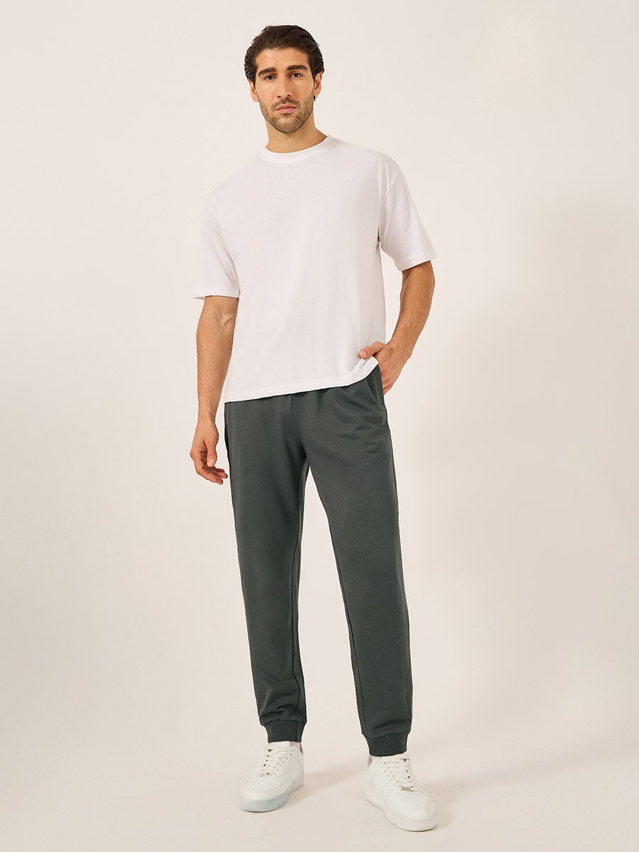 Mid Rise Slim Fit Rib Cuffed Joggers