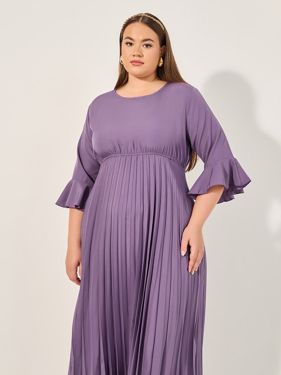 plus size accordion pleated dress Buy CURVE BY KASSUALLY Plus Size Green Accordion Pleated Flared Sleeves  Crepe Midi Dress - Dresses for Women 21745156
