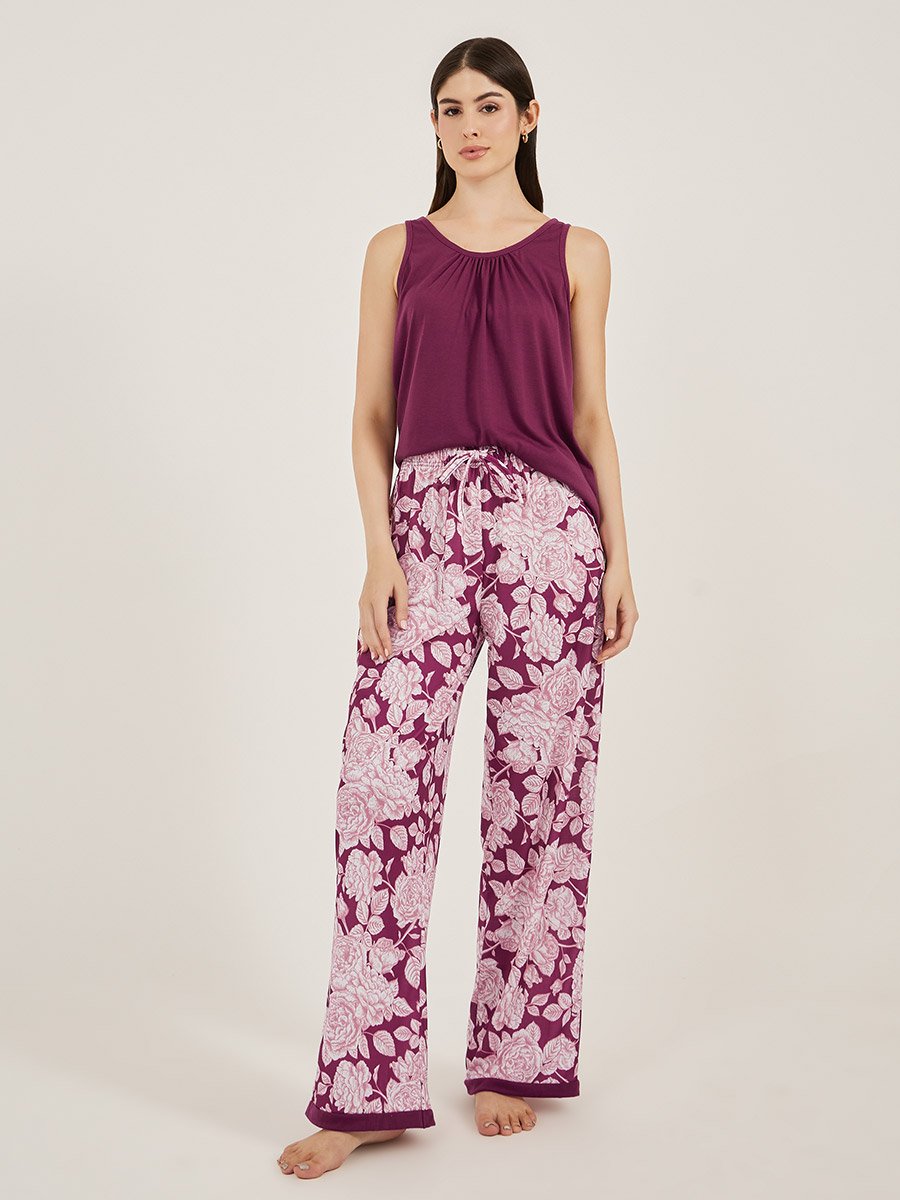 Floral Printed Sleeveless Pajama Set