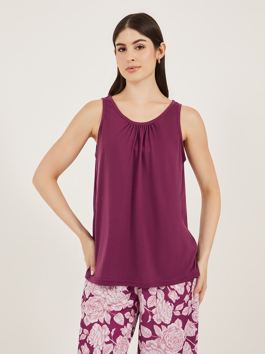 Floral Printed Sleeveless Pajama Set