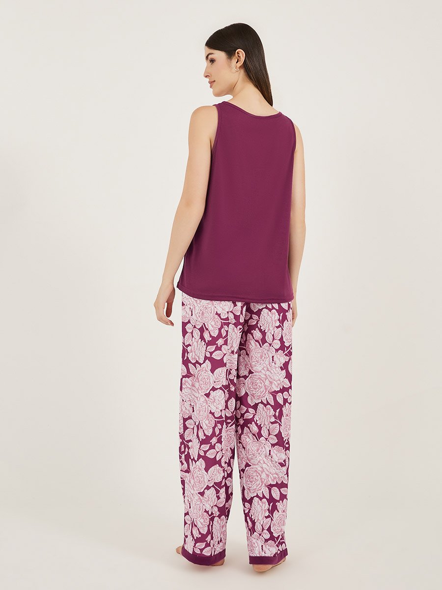 Floral Printed Sleeveless Pajama Set