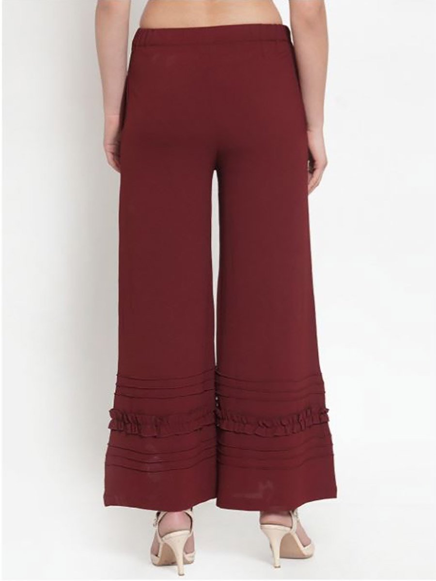Ruffled Detail Wide Leg Palazzos