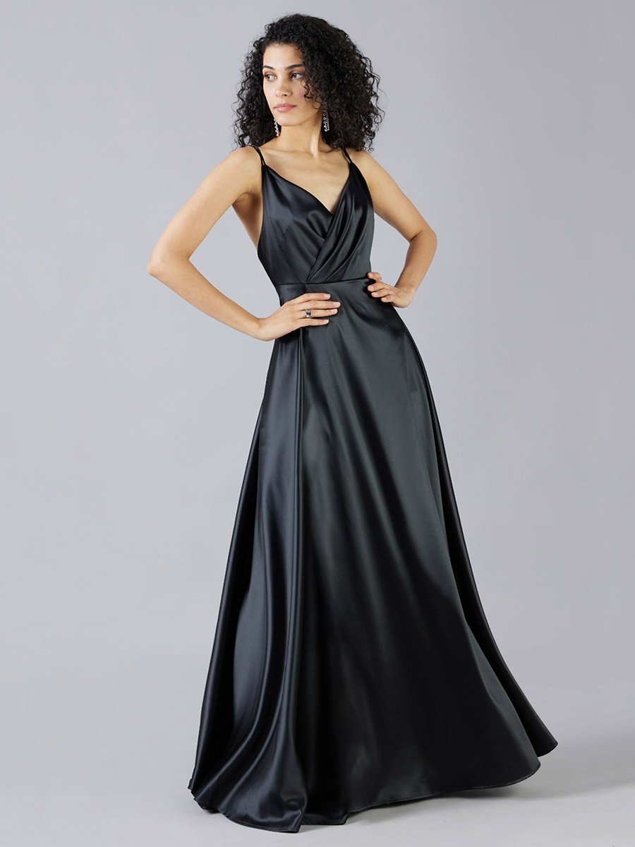 pleated flared maxi dress Pleated satin cape maxi dress Blue For Women