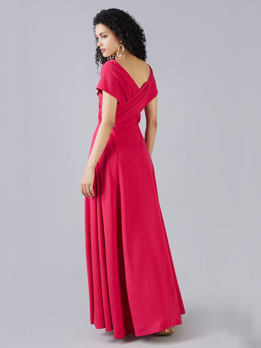 Wrap V-Neck A-Line Maxi Dress