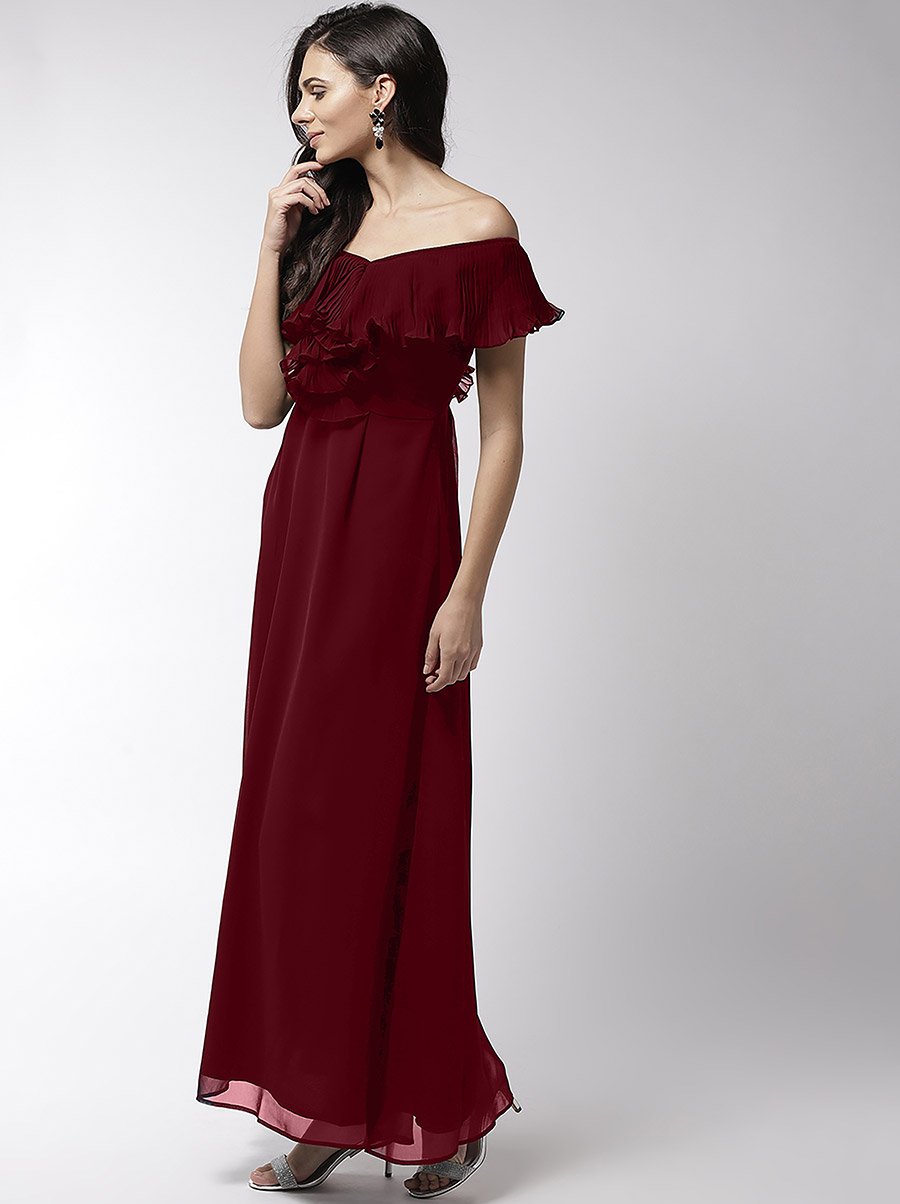 strapless open back dress Campbell Ruffle Draped Maxi Dress | Goji | Dresses main image 0
