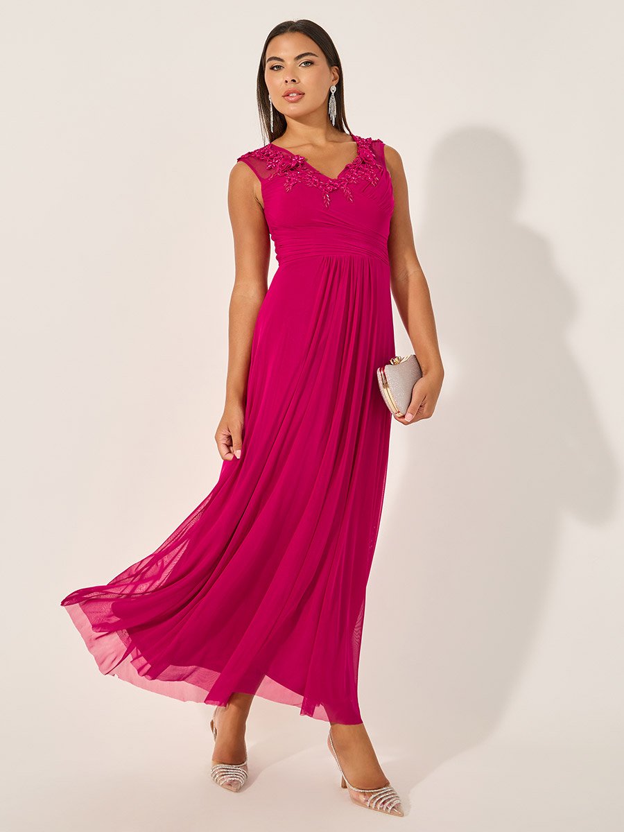 Lace Detail Sleeveless A-Line Maxi Dress