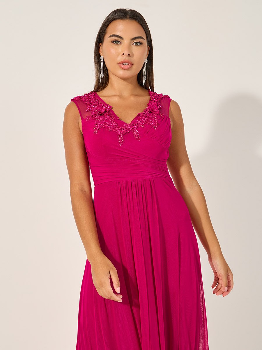 Lace Detail Sleeveless A-Line Maxi Dress