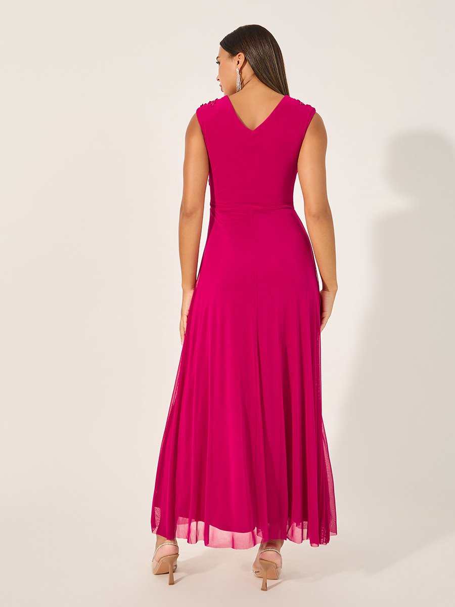 Lace Detail Sleeveless A-Line Maxi Dress