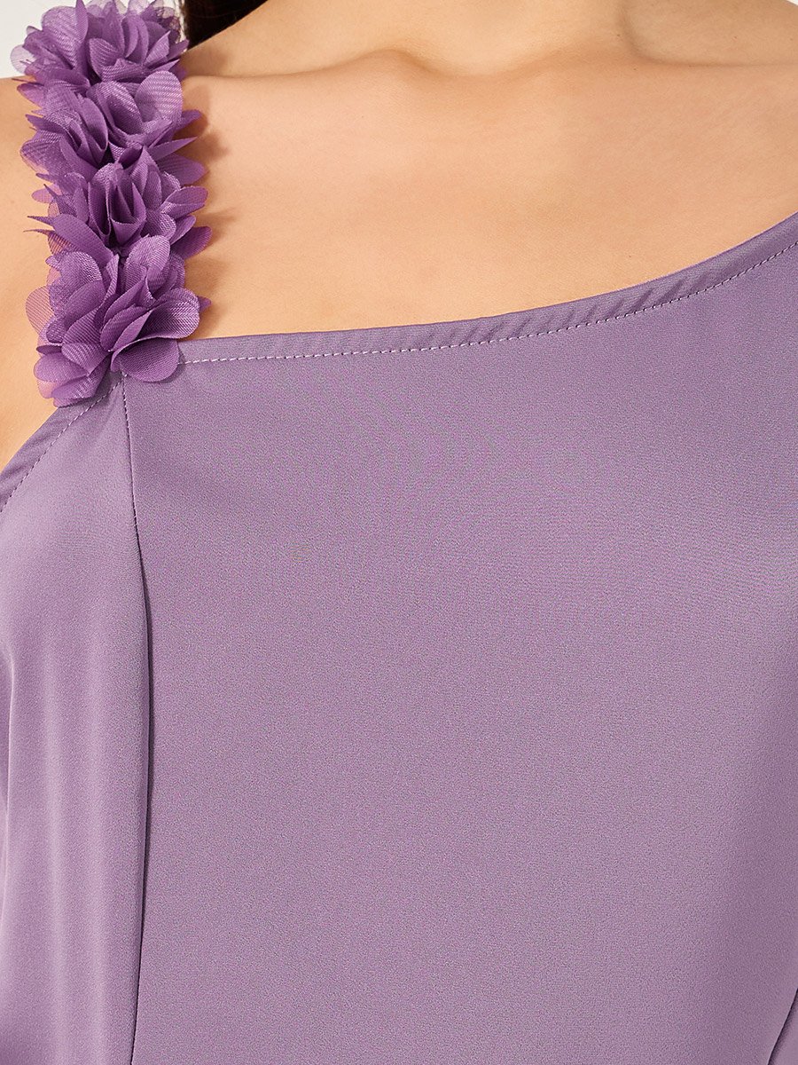 Plain Asymmetric Neck A-Line Maxi Dress