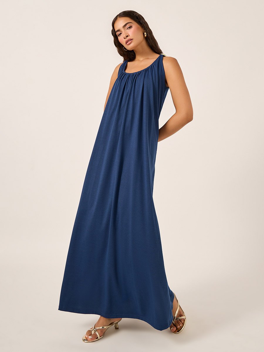 Plain Sleeveless A-Line Maxi Dress