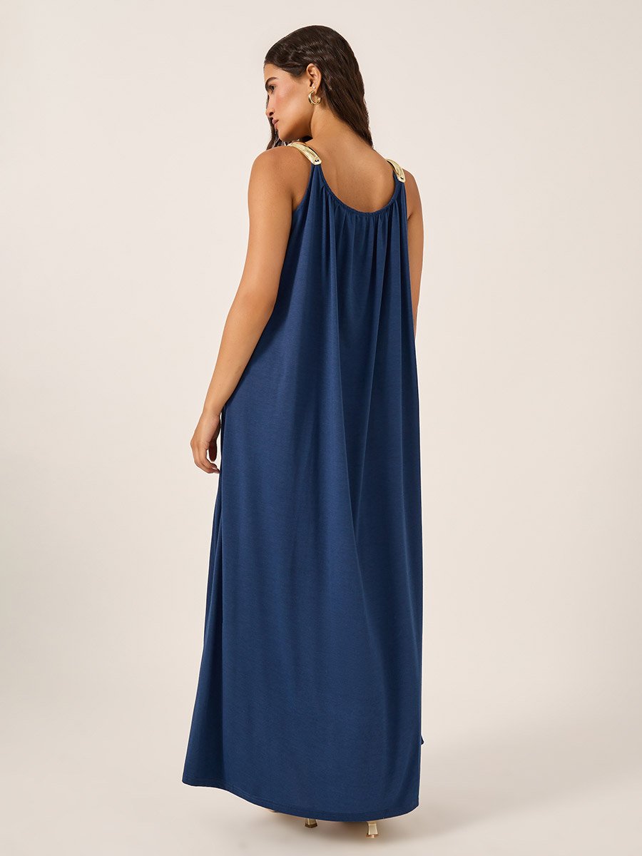 Plain Sleeveless A-Line Maxi Dress