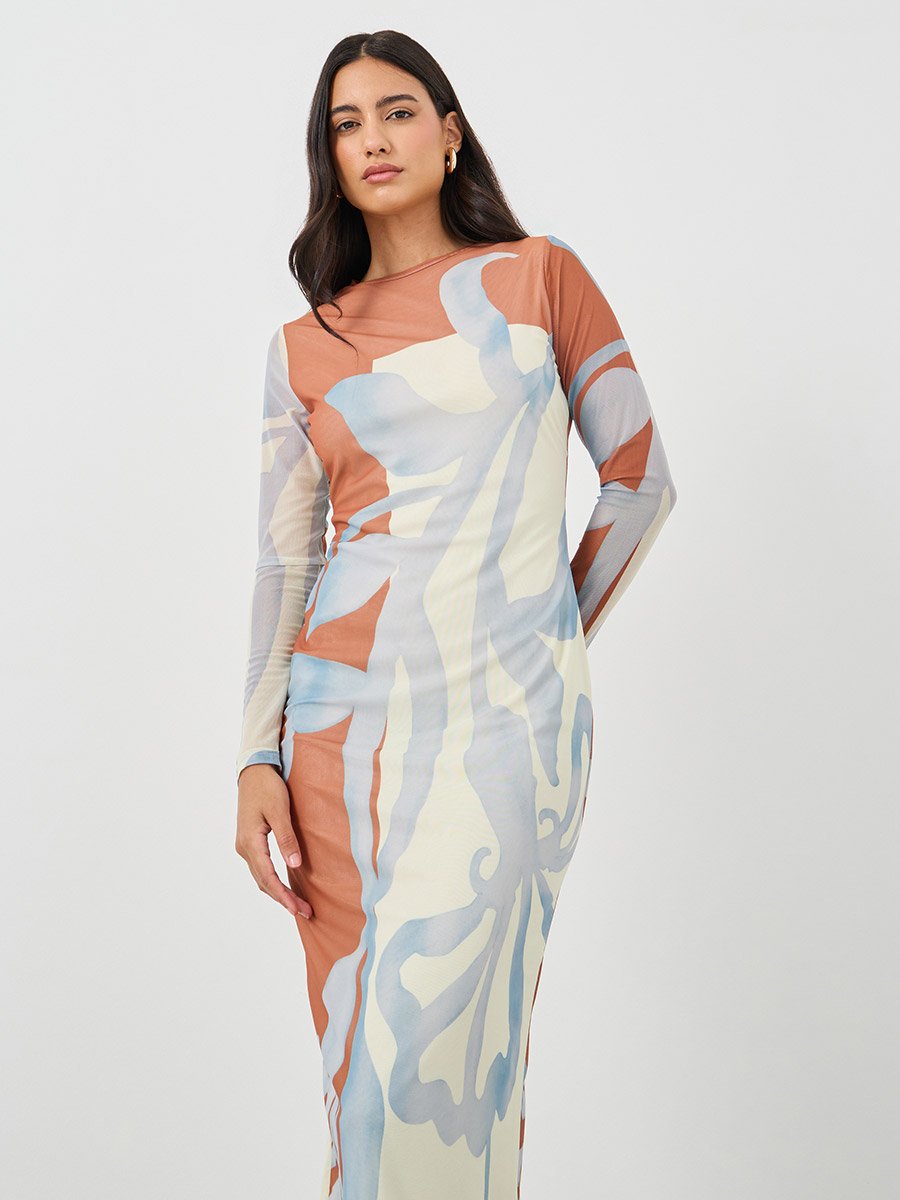 princess polly baby blue dress AFRM Juniper Long Sleeve Bodycon Maxi Dress