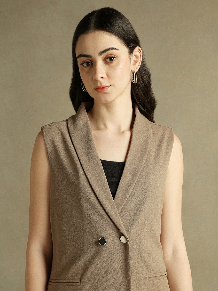 Regular Fit Lapel Collar Sleeveless Blazer