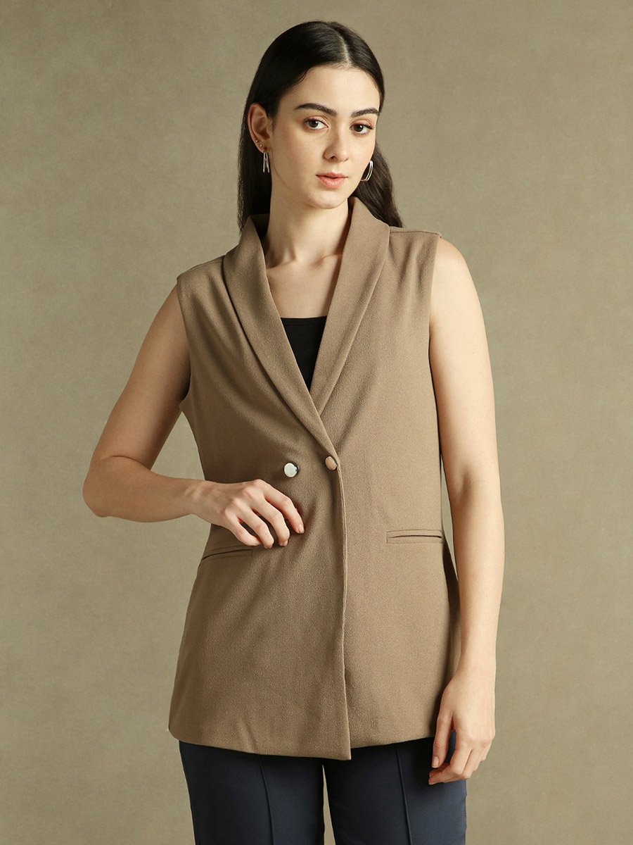 Regular Fit Lapel Collar Sleeveless Blazer