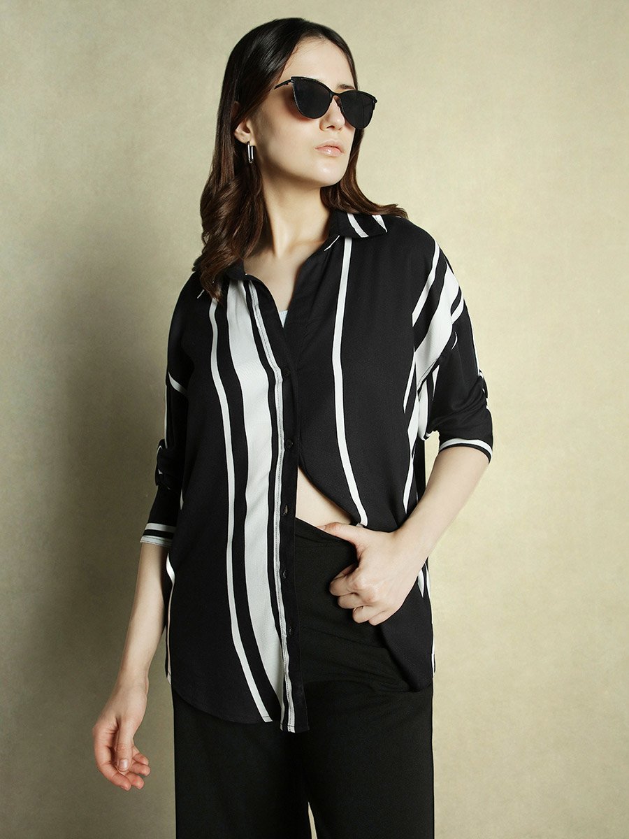 Striped Longline Oversized Shirt