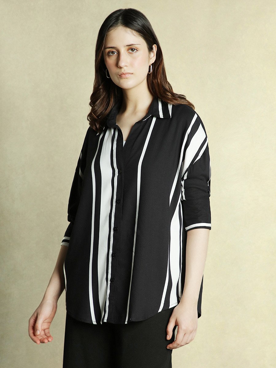 Striped Longline Oversized Shirt