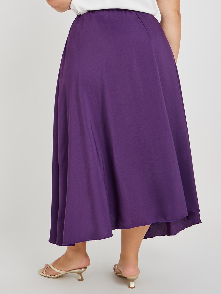 Plus Size Elasticated Waistband A-Line Maxi Skirt