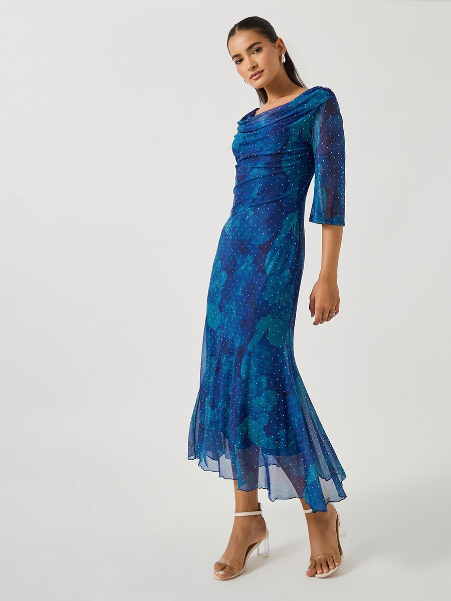 sea glass midi dress Halter Keyhole Sheath Midi Bridesmaid Dress in Sea Glass