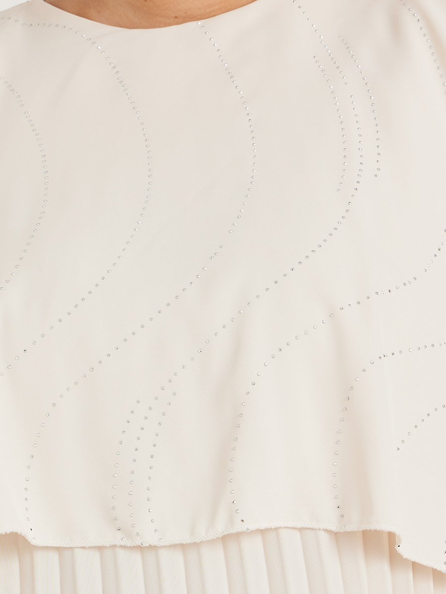 Plus Size Cape Sleeve Pleated Maxi Dress