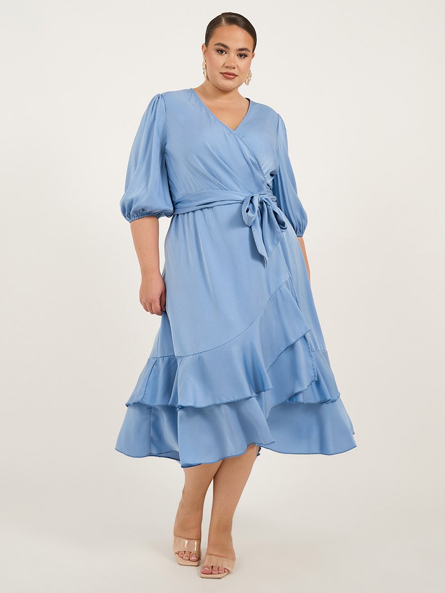 princess polly baby blue dress Plus Size Wrap Dresses