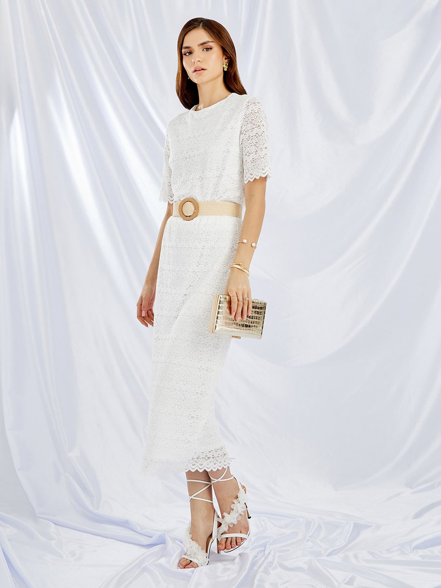 Scalloped Hem Lace Top and Skirt Co-Ords