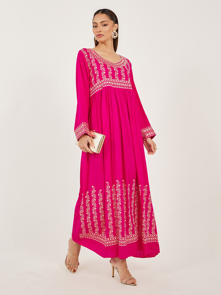 Block Printed V Neck Jalabiya