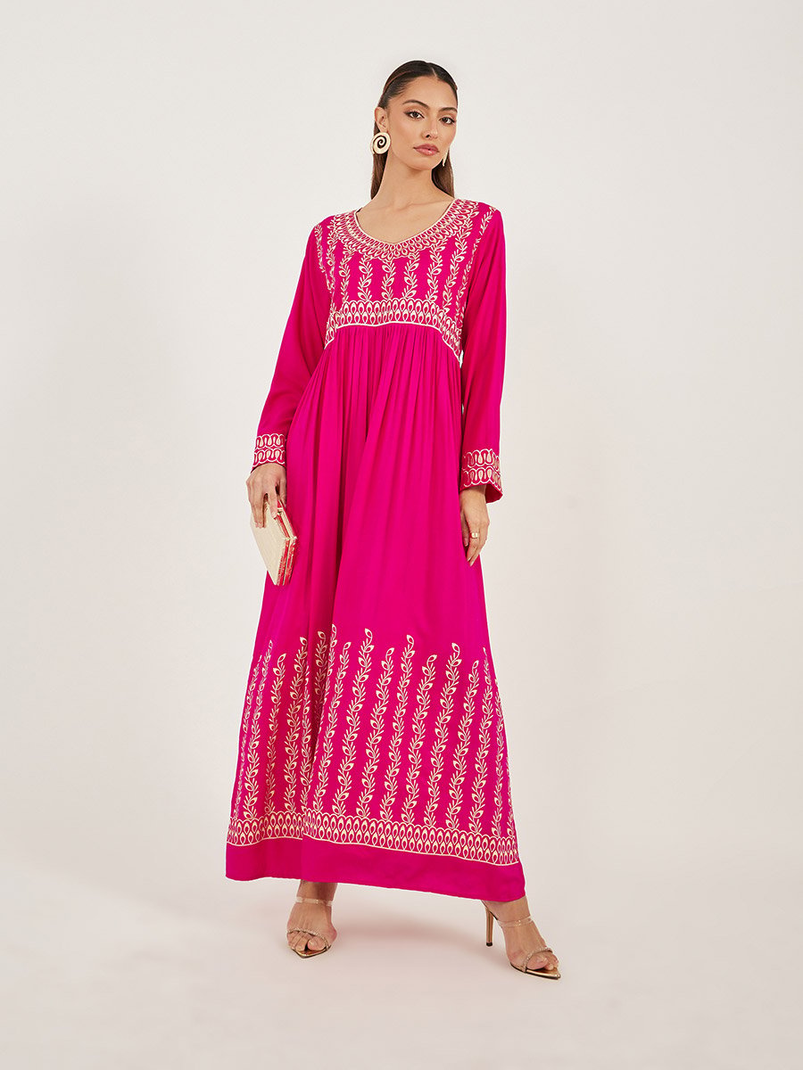 Block Printed V Neck Jalabiya