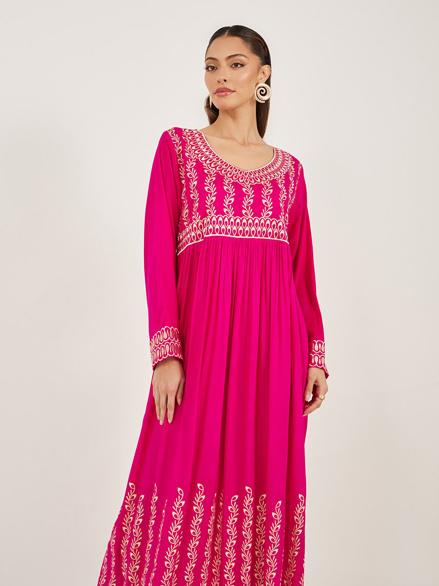 Block Printed V Neck Jalabiya