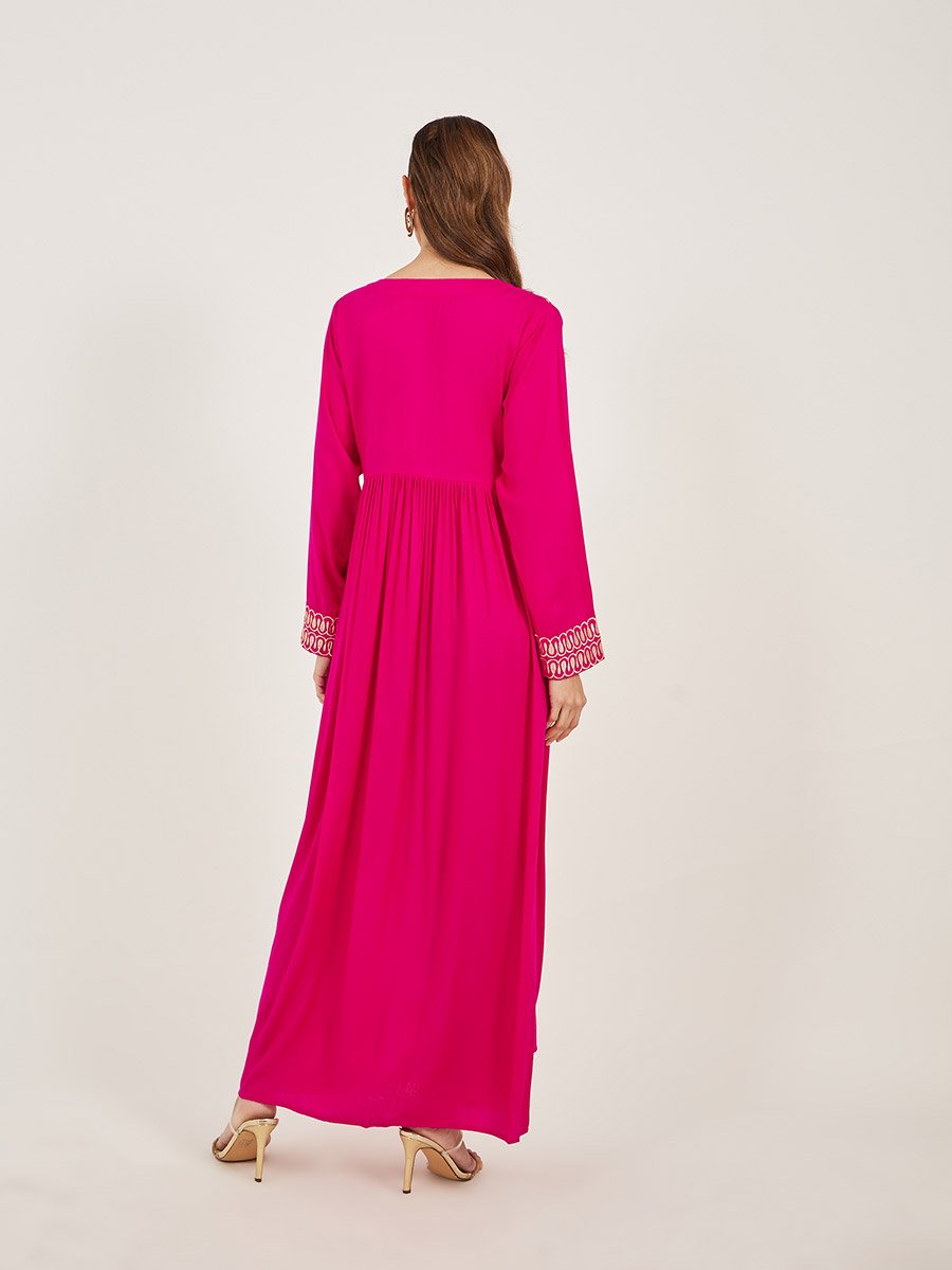 Block Printed V Neck Jalabiya