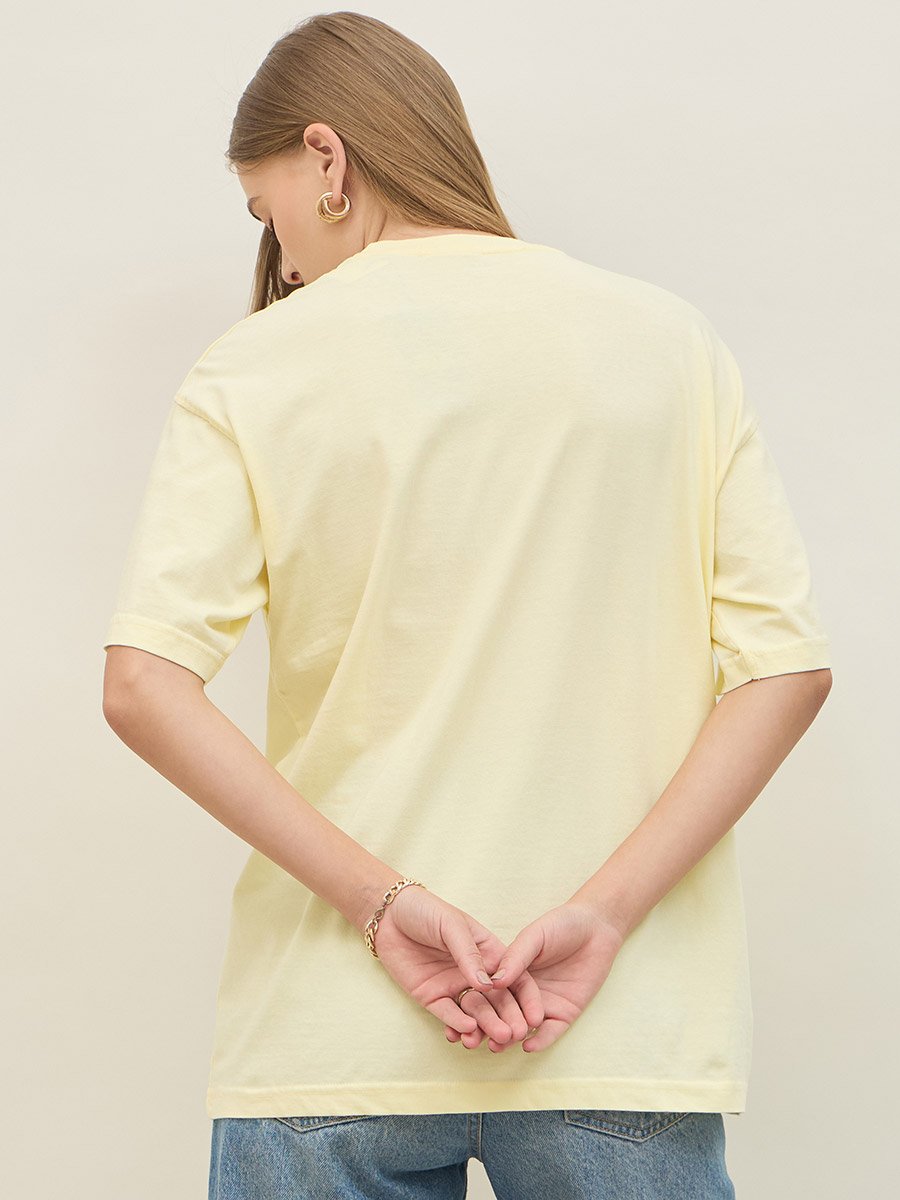 Acid Washed 1998 Foil Slogan Print Oversized T-Shirt