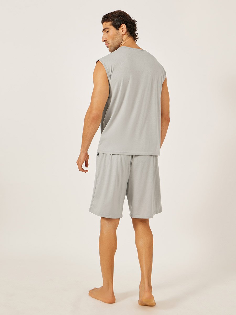Solid Round Neck Tank and Shorts Set
