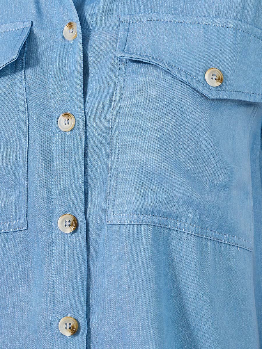 Solid Sleeveless Denim Shirt