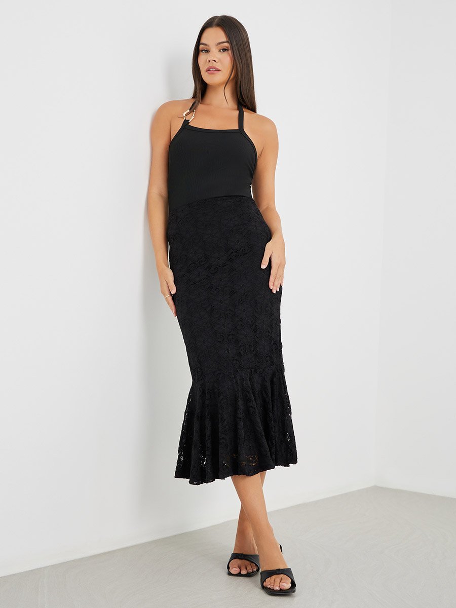 Lace Mermaid Midi Skirt