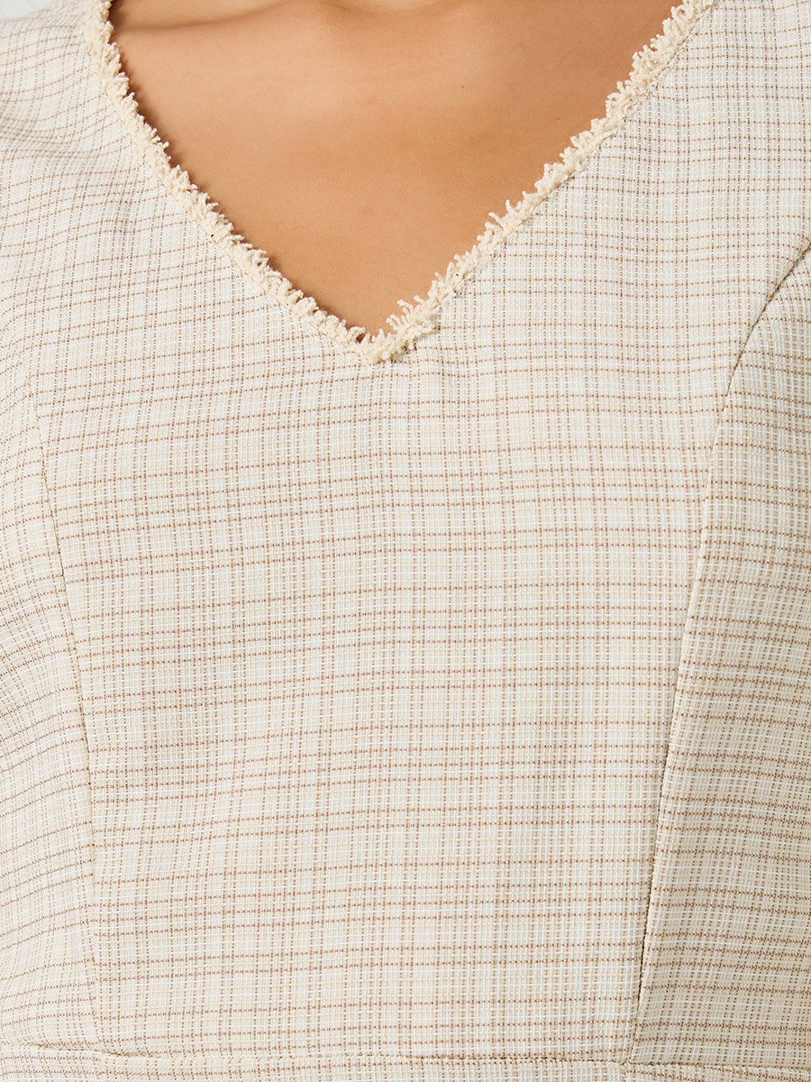 Tweed Sleeveless A-Line Midi Dress