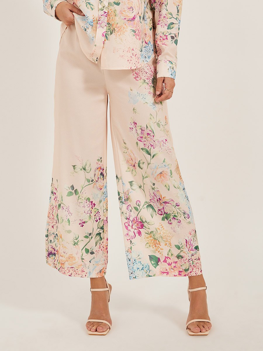 Floral Print Wide Leg Pants