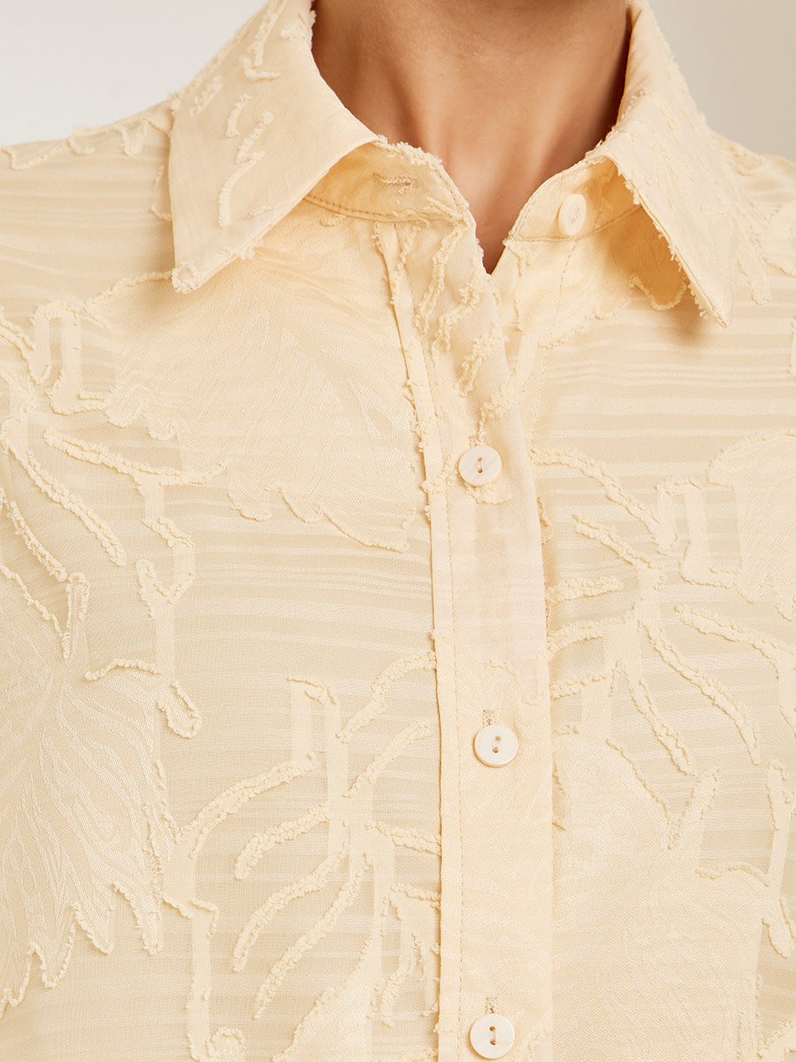 Women Yellow Jacquard Longline Shirt