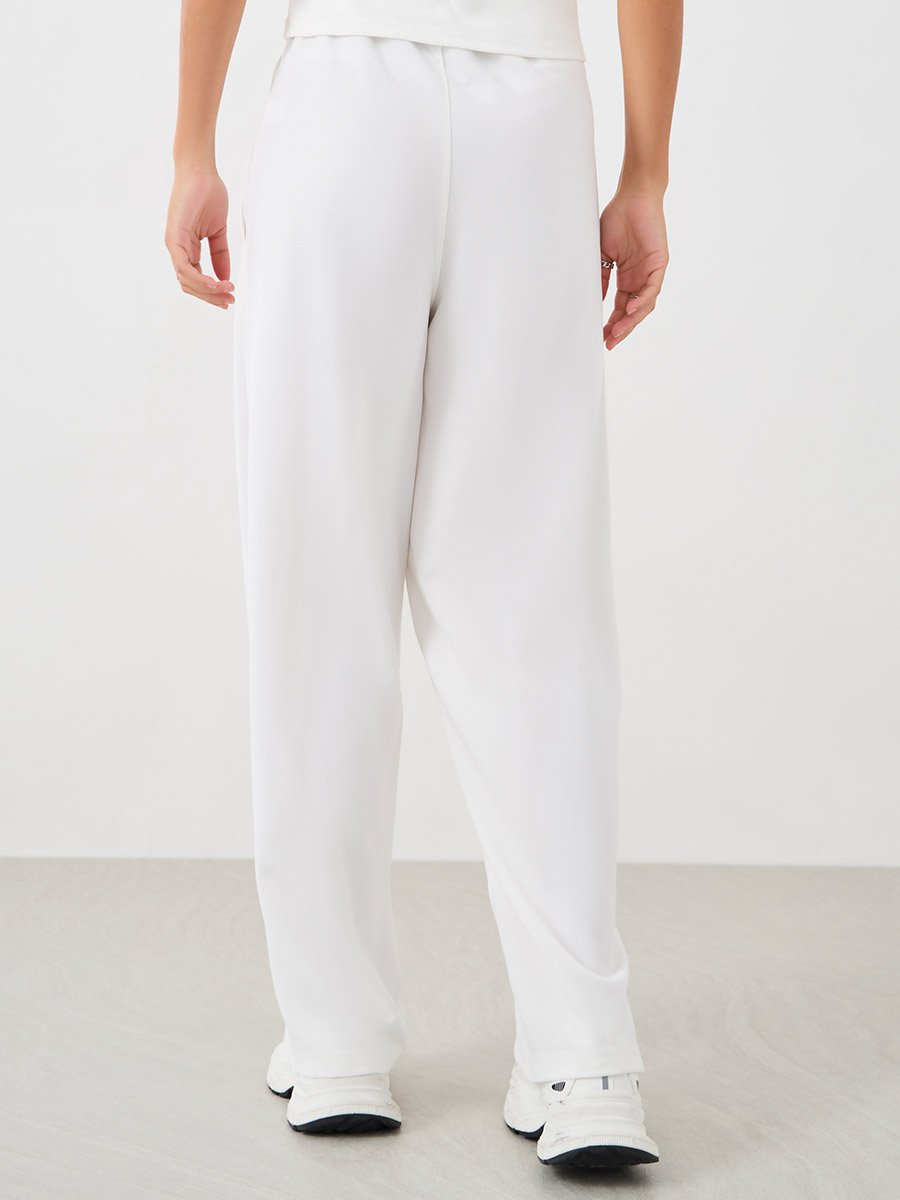 Pin Tuck Wide Leg Joggers with Side Seam Slit