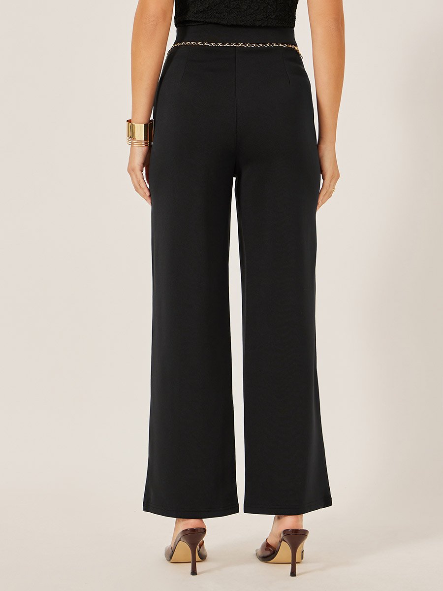 Flared Knitted Pants with Pintuck Detail