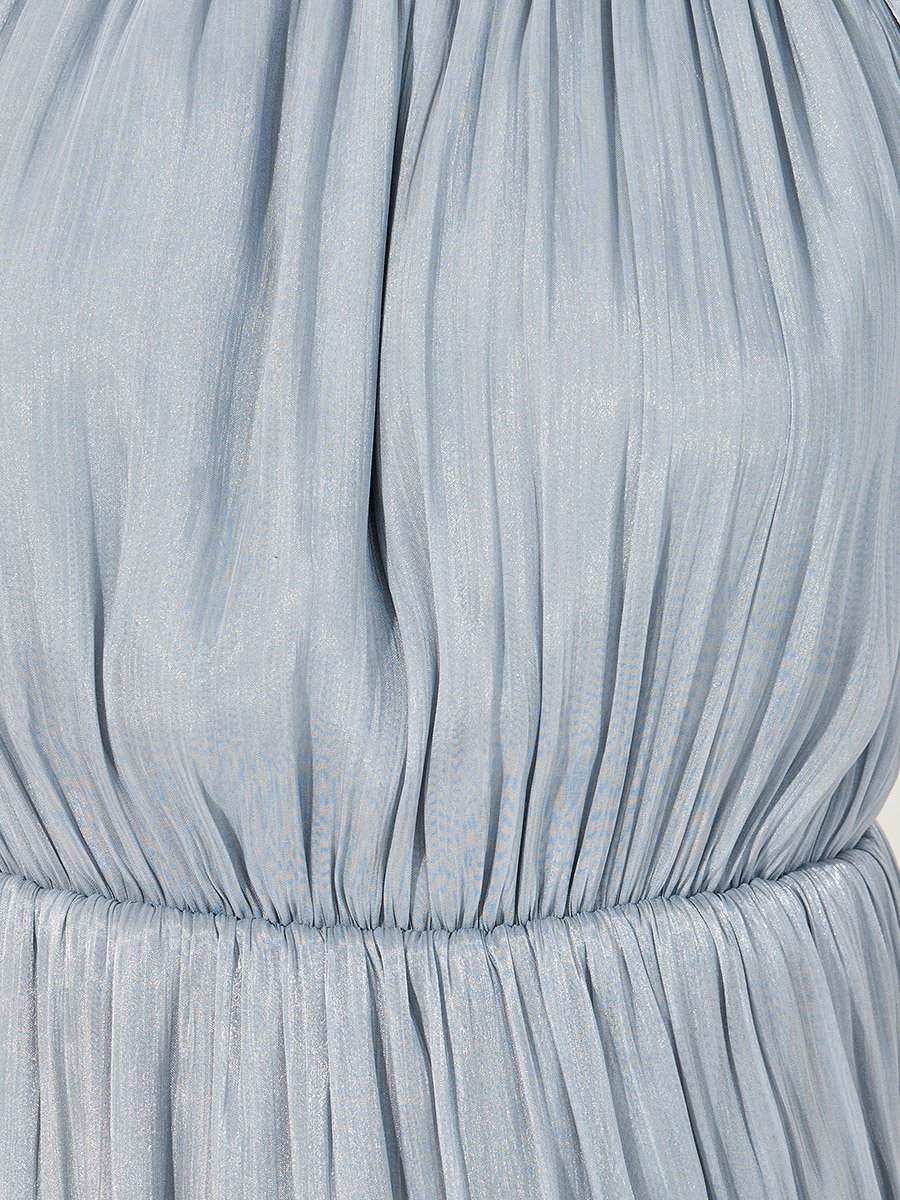 Plain Balloon Sleeves A-Line Maxi Dress with Layered Hem 