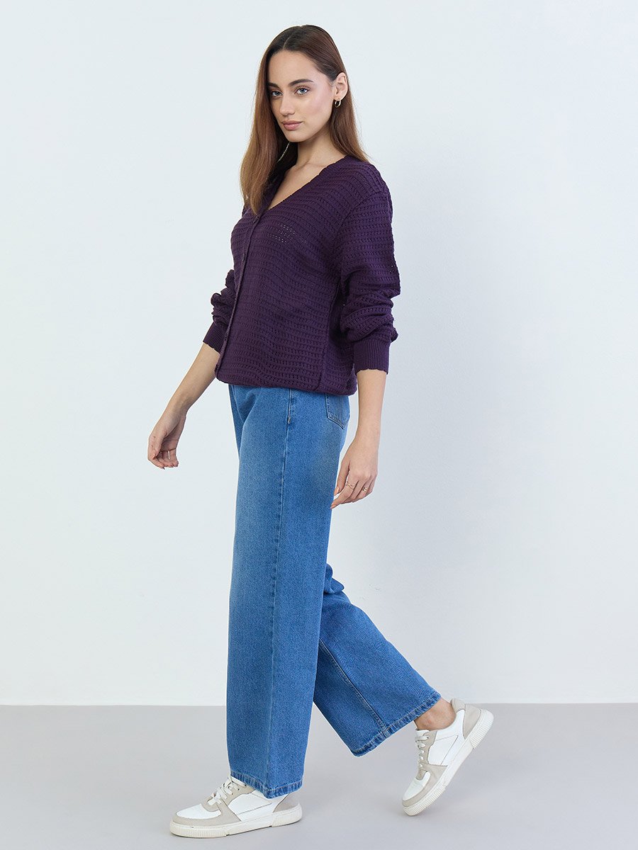 Blue High Rise Faded Wide Leg Jeans